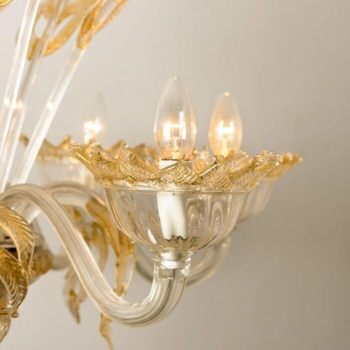 large venetian chandelier in gilded murano glass from barovier 1950s 13