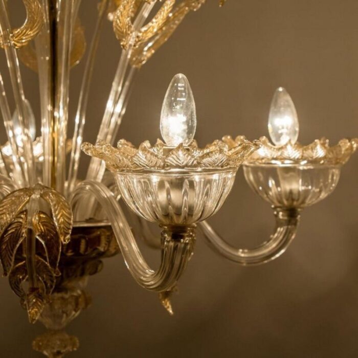 large venetian chandelier in gilded murano glass from barovier 1950s 17