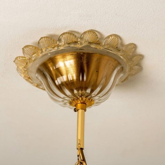 large venetian chandelier in gilded murano glass from barovier 1950s 2