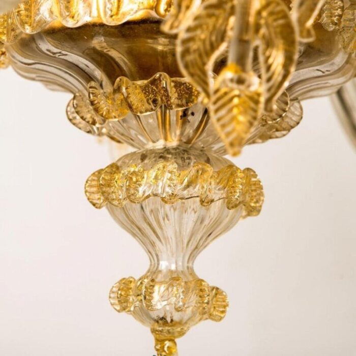 large venetian chandelier in gilded murano glass from barovier 1950s 4