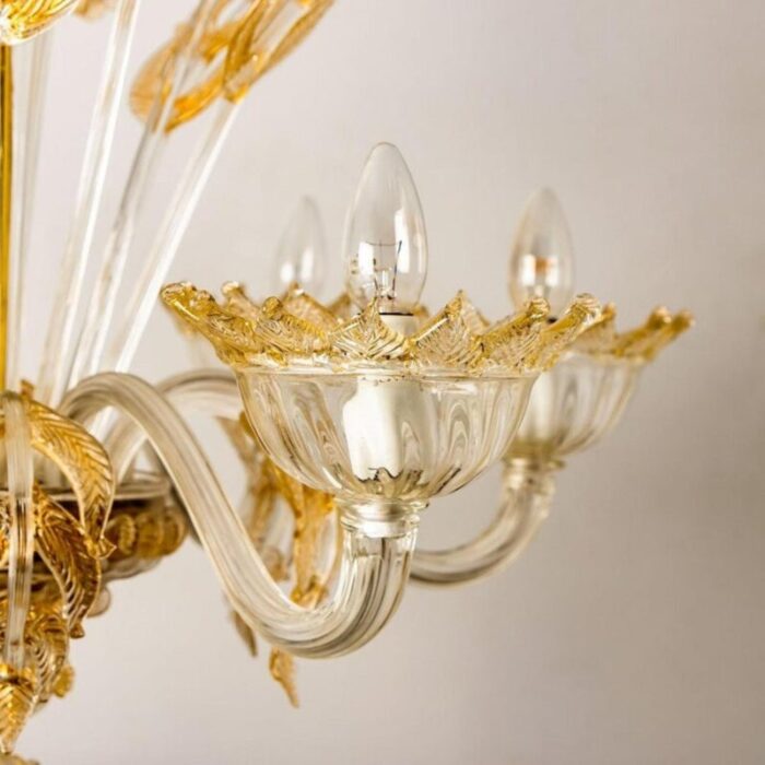 large venetian chandelier in gilded murano glass from barovier 1950s 7