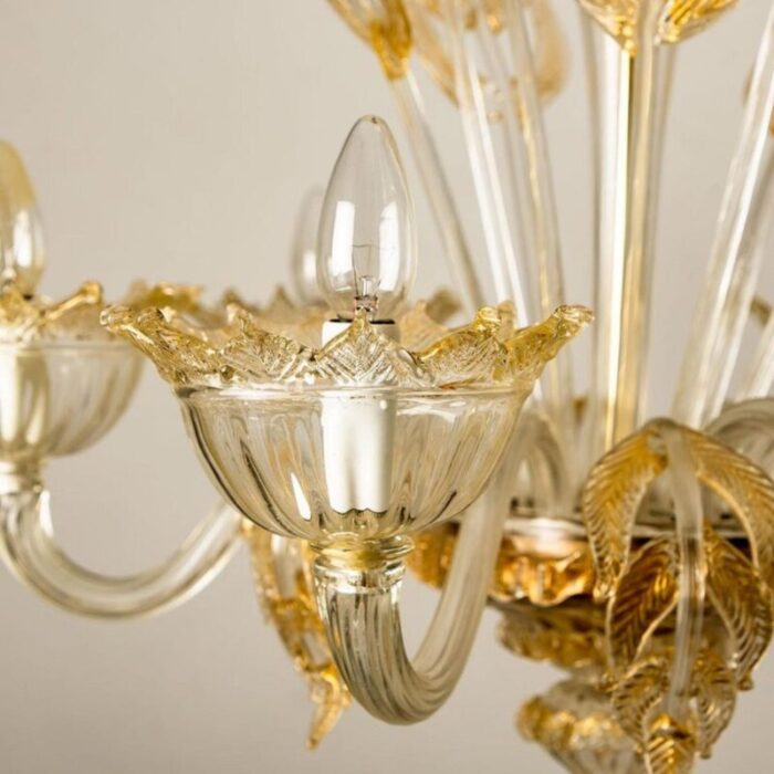 large venetian chandelier in gilded murano glass from barovier 1950s 8