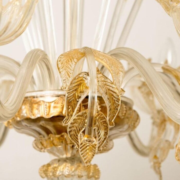 large venetian chandelier in gilded murano glass from barovier 1950s 9