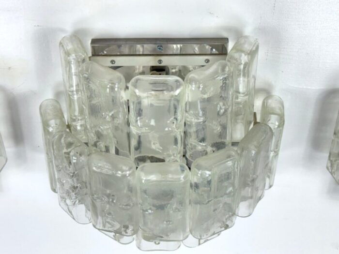 large vintage clear murano glass sconces by vistosi manner 1970s set of 4 11