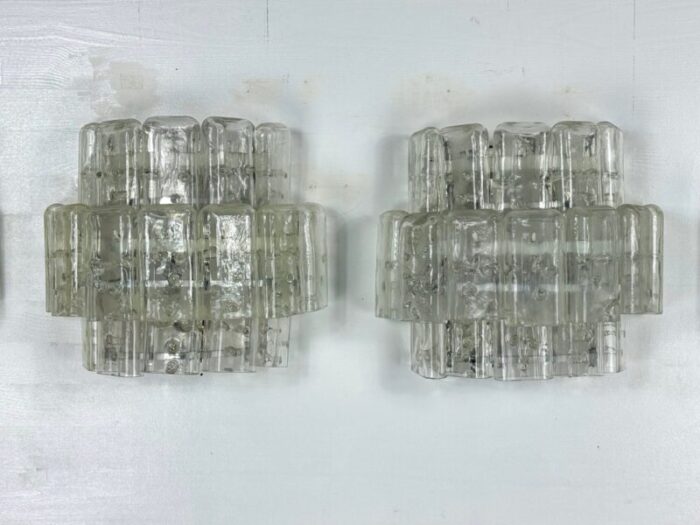 large vintage clear murano glass sconces by vistosi manner 1970s set of 4 4