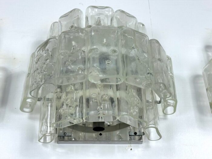 large vintage clear murano glass sconces by vistosi manner 1970s set of 4 6