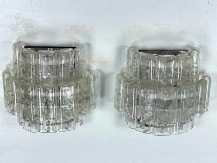 large vintage clear murano glass sconces by vistosi manner 1970s set of 4 8