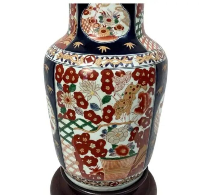 large vintage japanese imari lamp 9485