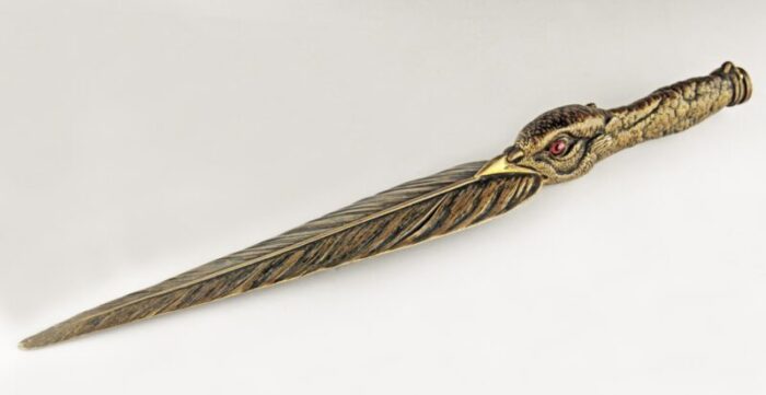 late 19th century bronze letter opener knife depicting an eagle made by french animalier sculptor jules moigniez 0090