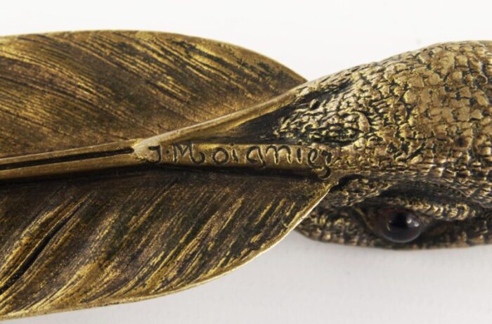 late 19th century bronze letter opener knife depicting an eagle made by french animalier sculptor jules moigniez 8388