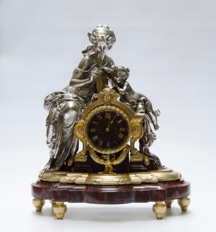 late 19th century french louis xvi ormolu gilt bronze mantel clock by lamerie charpentier and cie 0523