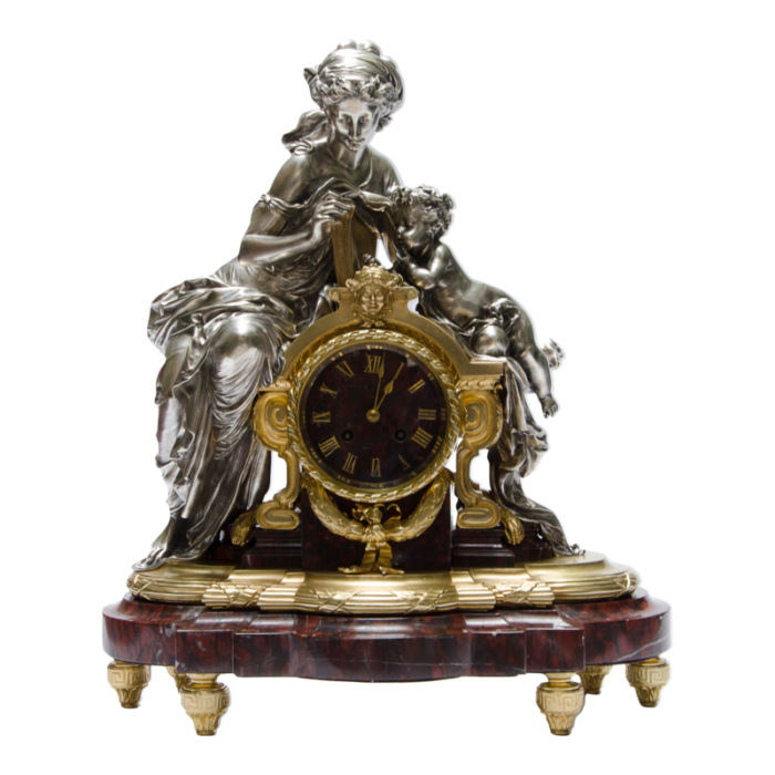 late 19th century french louis xvi ormolu gilt bronze mantel clock by lamerie charpentier and cie 4779