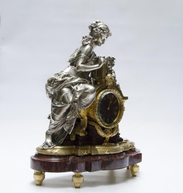 late 19th century french louis xvi ormolu gilt bronze mantel clock by lamerie charpentier and cie 7115