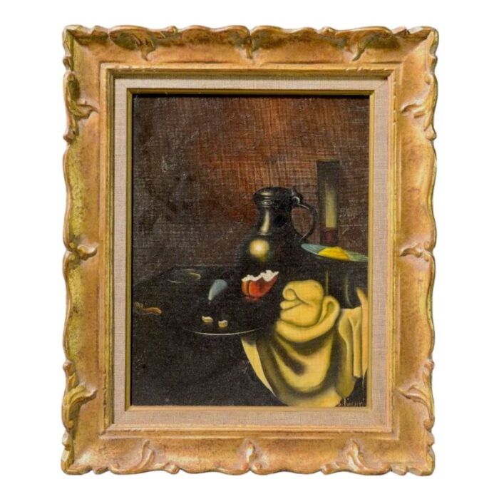 late 19th century still life painting on gold frame by unknown artist 1660