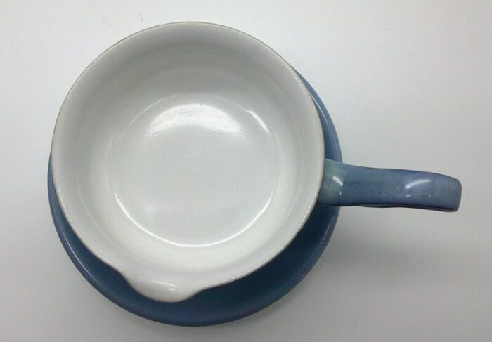 late 20th century gravy boat with underplate castile by denby of england castile blue pattern 1646