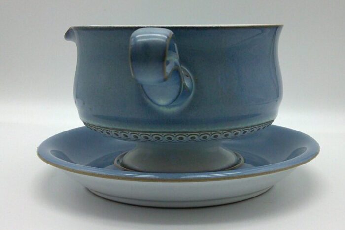 late 20th century gravy boat with underplate castile by denby of england castile blue pattern 9635