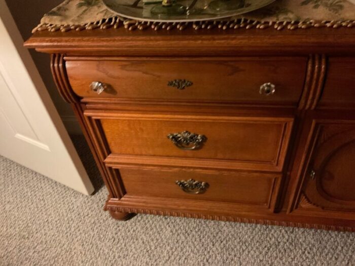 late 20th century vintage lexington triple dresser with bi folding triple mirror set 6839