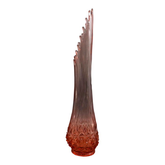 le smith vintage mid century modern pink glass diamond base swung vase 6703