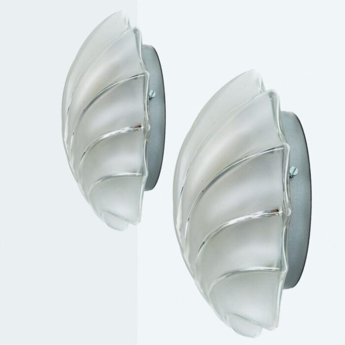 leaf shaped glass wall lights 1970s set of 2 15