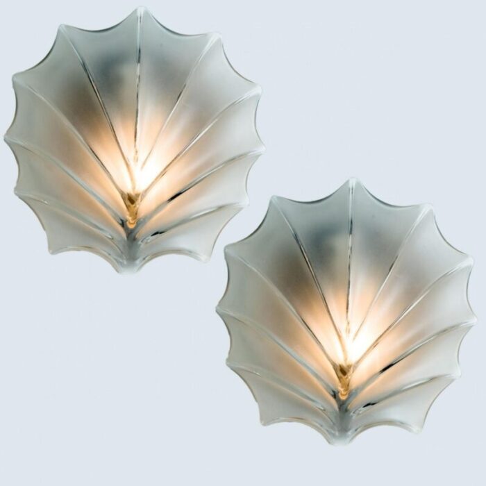 leaf shaped glass wall lights 1970s set of 2 16