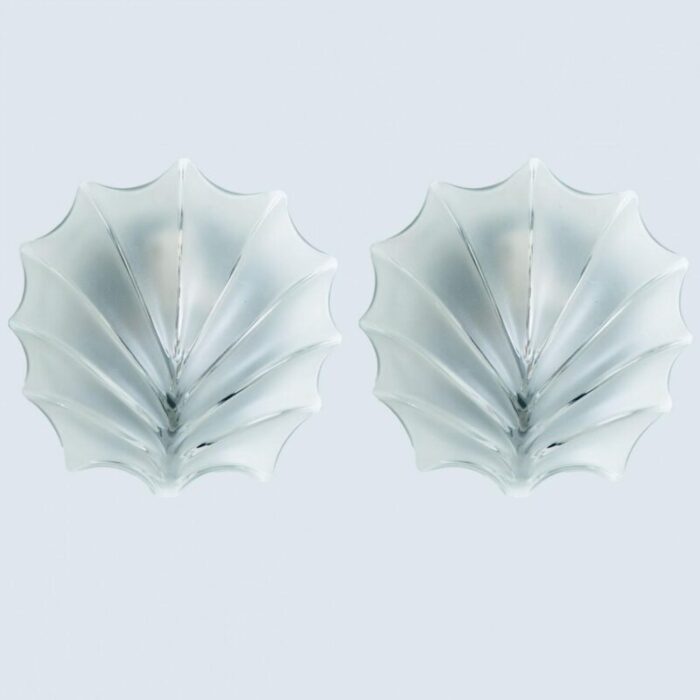 leaf shaped glass wall lights 1970s set of 2 17