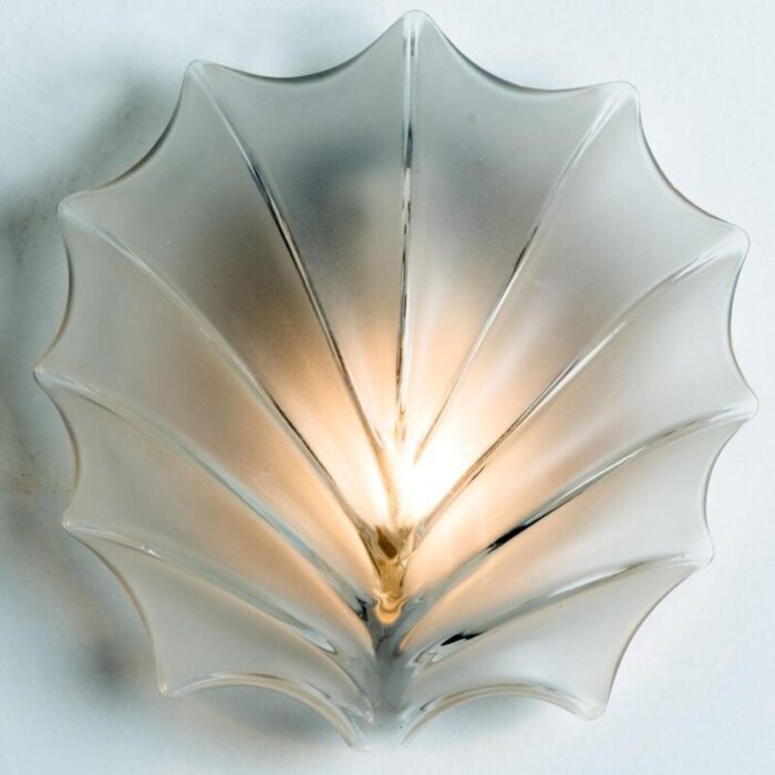 leaf shaped glass wall lights 1970s set of 2 2