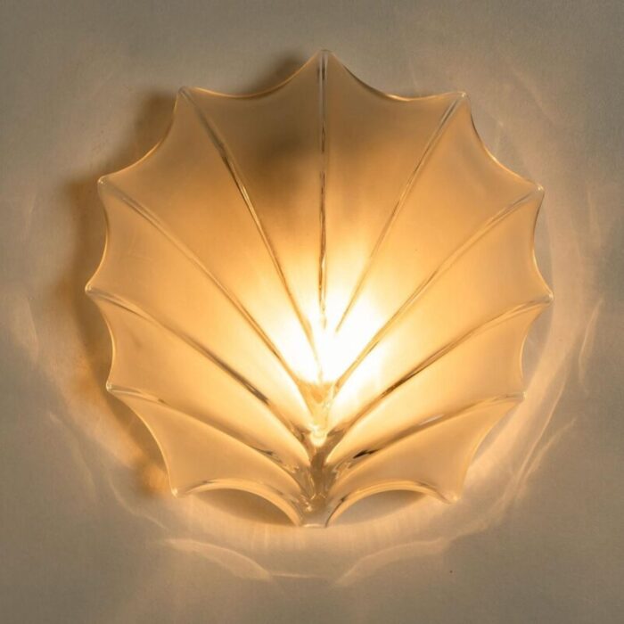 leaf shaped glass wall lights 1970s set of 2 6