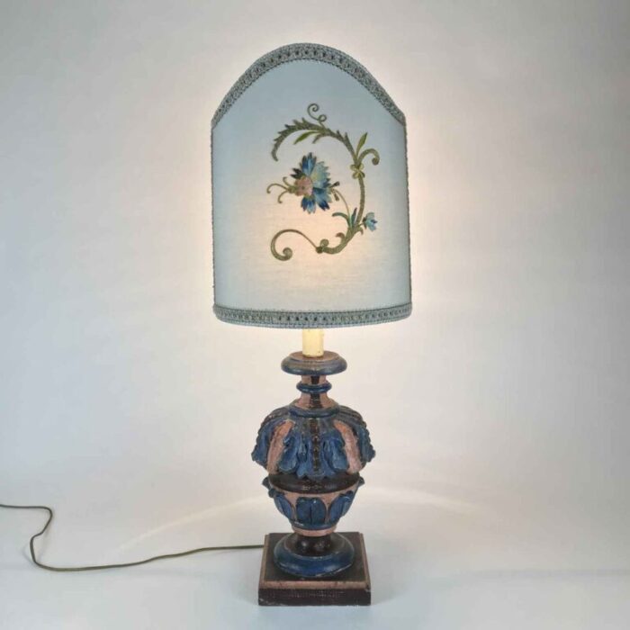 living room table lamps with antique embroidery 1970s set of 2 6