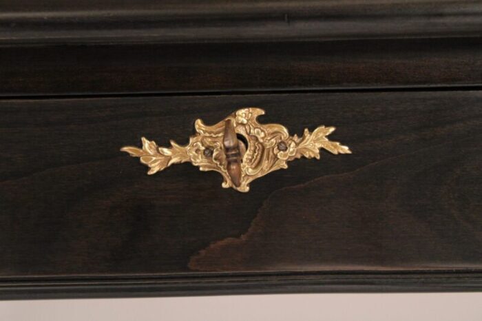 louis xv style black lacquer desk with a tooled leather top made by baker 6040