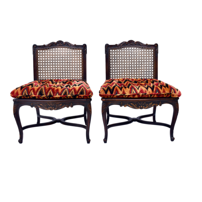 louis xv style caned slipper chairs 4159