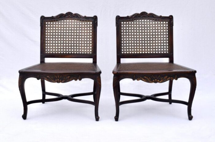 louis xv style caned slipper chairs 7054