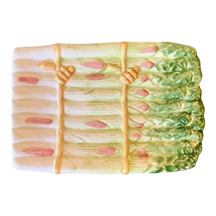 majolica ceramic trompe loeil asparagus dish 3274