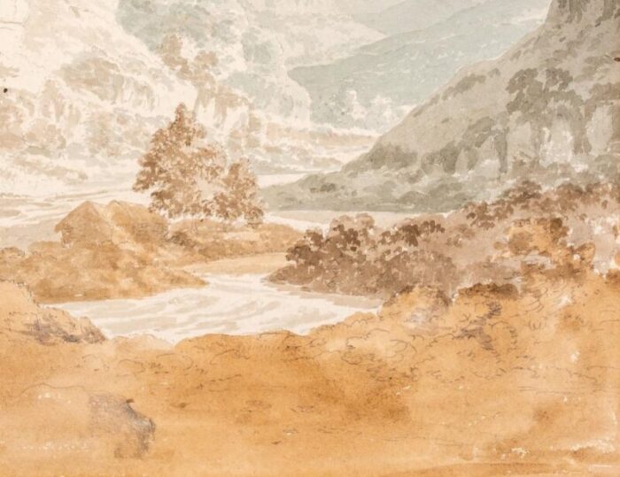 manner of payne mountainous landscape watercolor 3512