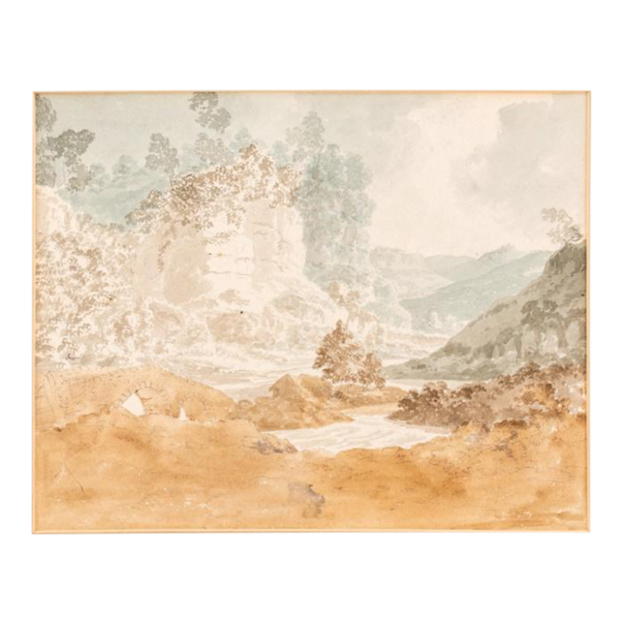 manner of payne mountainous landscape watercolor 3765