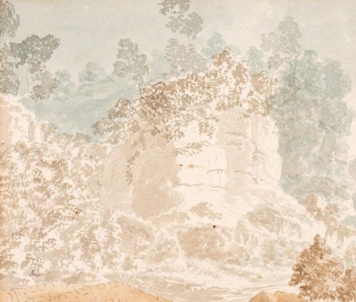 manner of payne mountainous landscape watercolor 6240