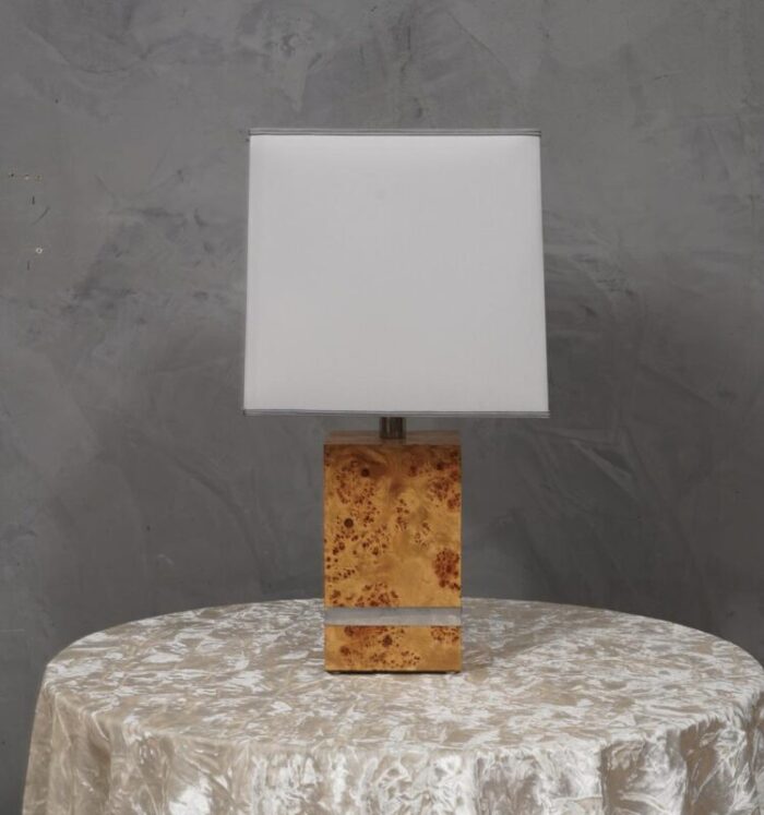 maple wood table lamp by tommaso barbi 1980s 8498