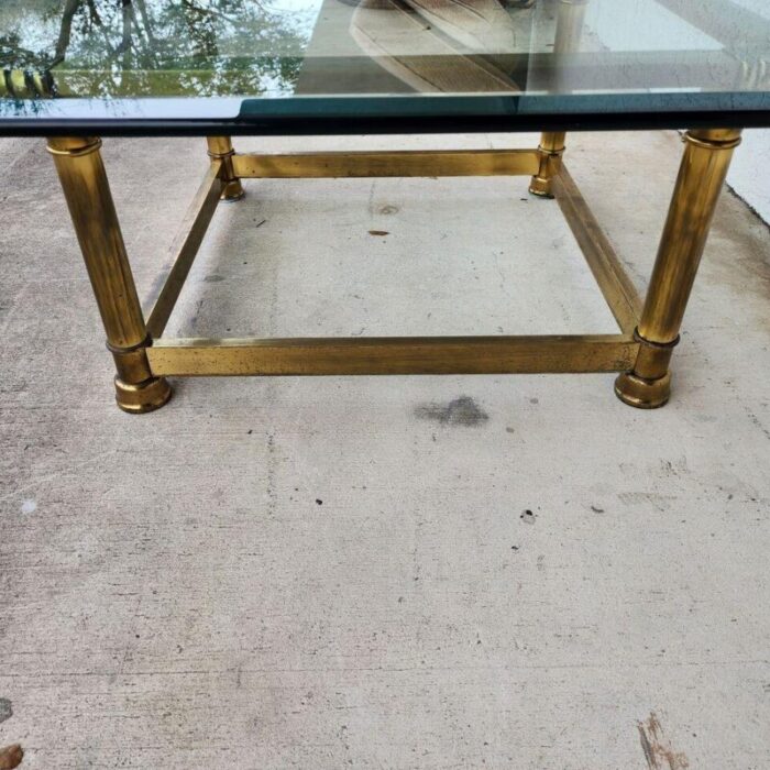 mastercraft style coffee table brass glass 1970s 1800