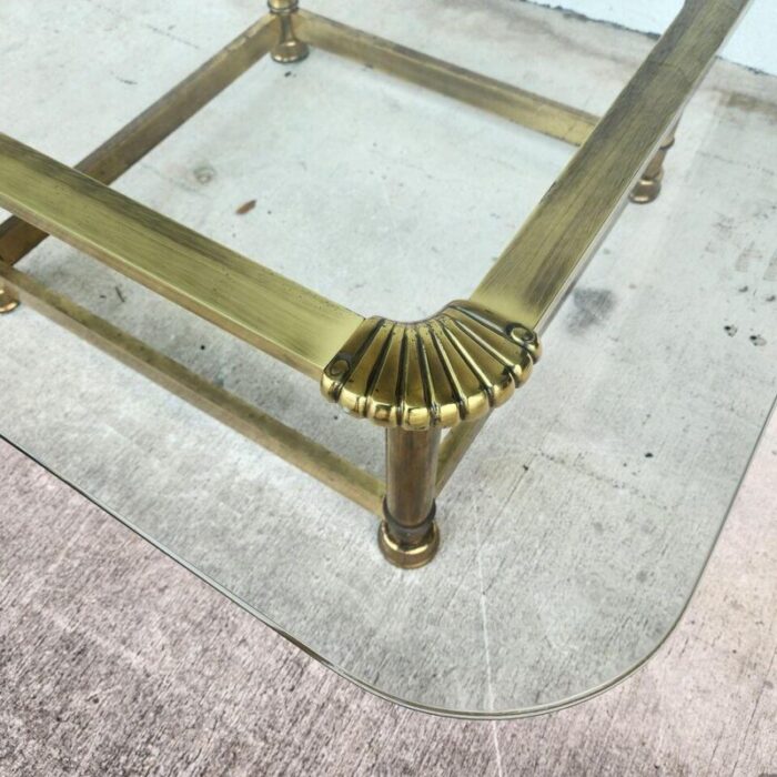 mastercraft style coffee table brass glass 1970s 2782