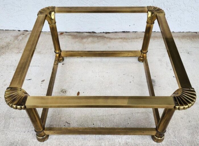 mastercraft style coffee table brass glass 1970s 3506