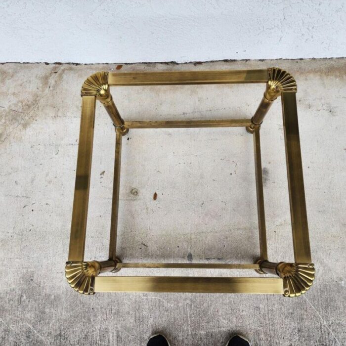 mastercraft style coffee table brass glass 1970s 5408