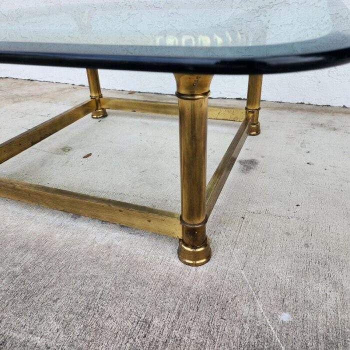 mastercraft style coffee table brass glass 1970s 8503