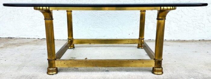 mastercraft style coffee table brass glass 1970s 9294