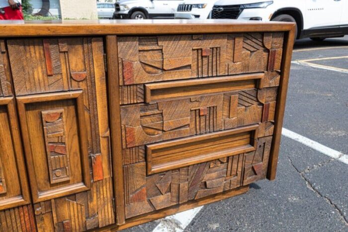 mcm lane pueblo brutalist paul evans 9 drawer dressersideboard and mirror 1163