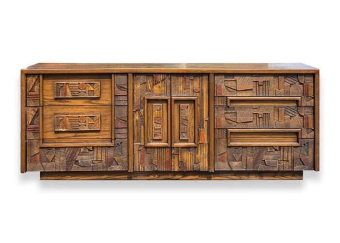 mcm lane pueblo brutalist paul evans 9 drawer dressersideboard and mirror 1685