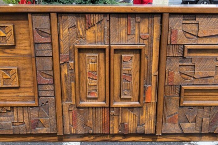 mcm lane pueblo brutalist paul evans 9 drawer dressersideboard and mirror 3561