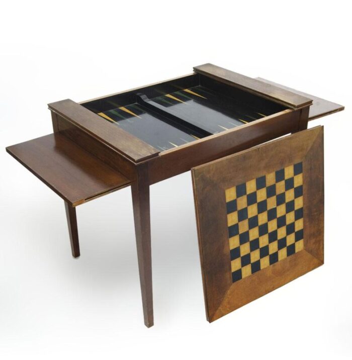 mid 20th century argentine wooden deskgame table with chess and backgammon board by comte s a 8535