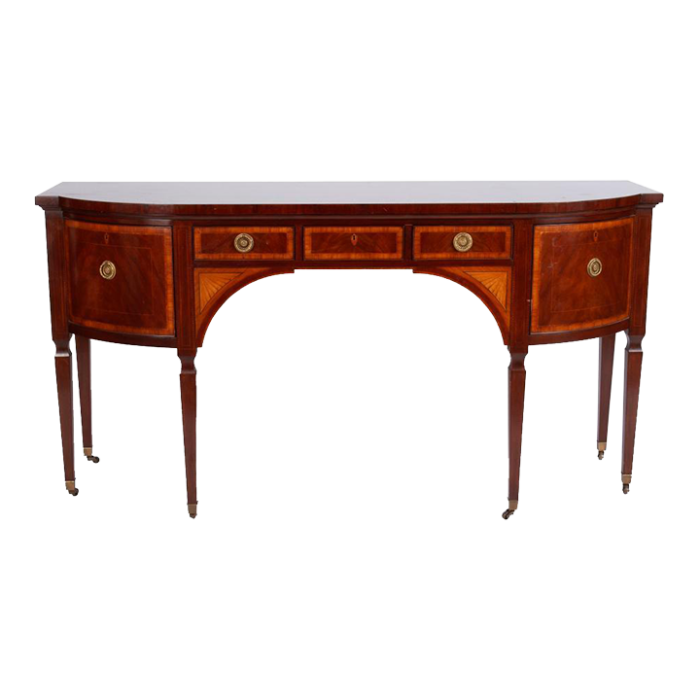 mid 20th century baker stately homes sheraton style mahogany and satinwood inlaid sideboard 3571