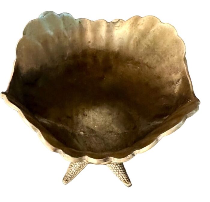 mid 20th century brass sea shell nautilus planter on starfish base 0464