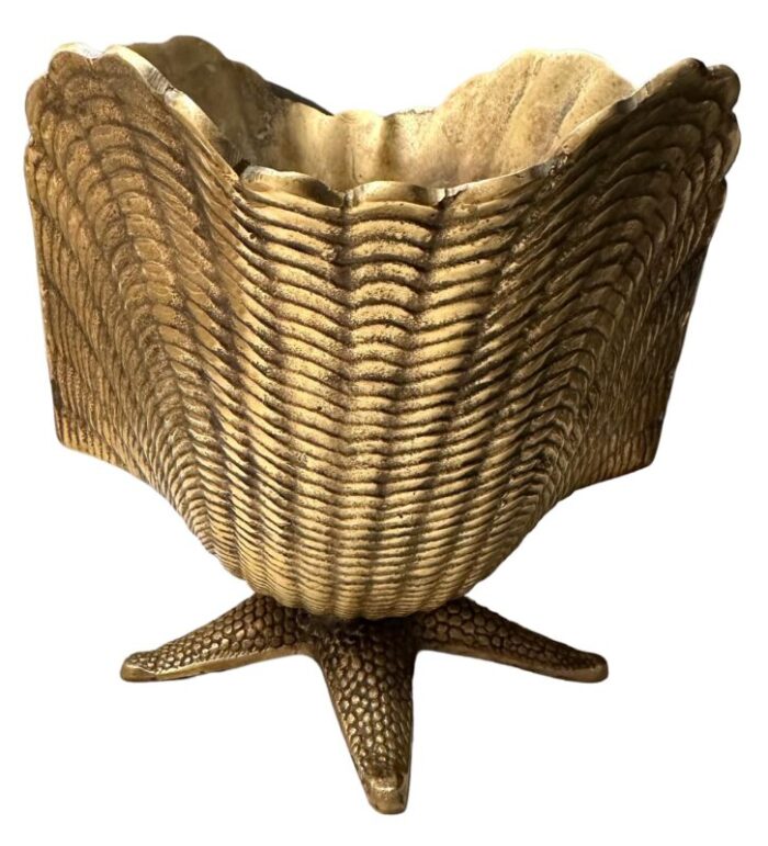 mid 20th century brass sea shell nautilus planter on starfish base 3644