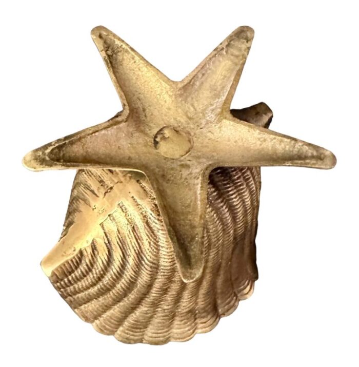 mid 20th century brass sea shell nautilus planter on starfish base 7249